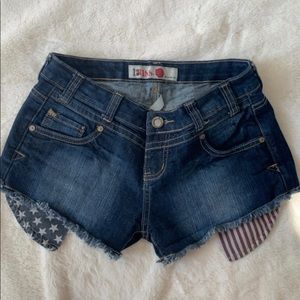 First Kiss American Flag 4th of July Denim Shorts